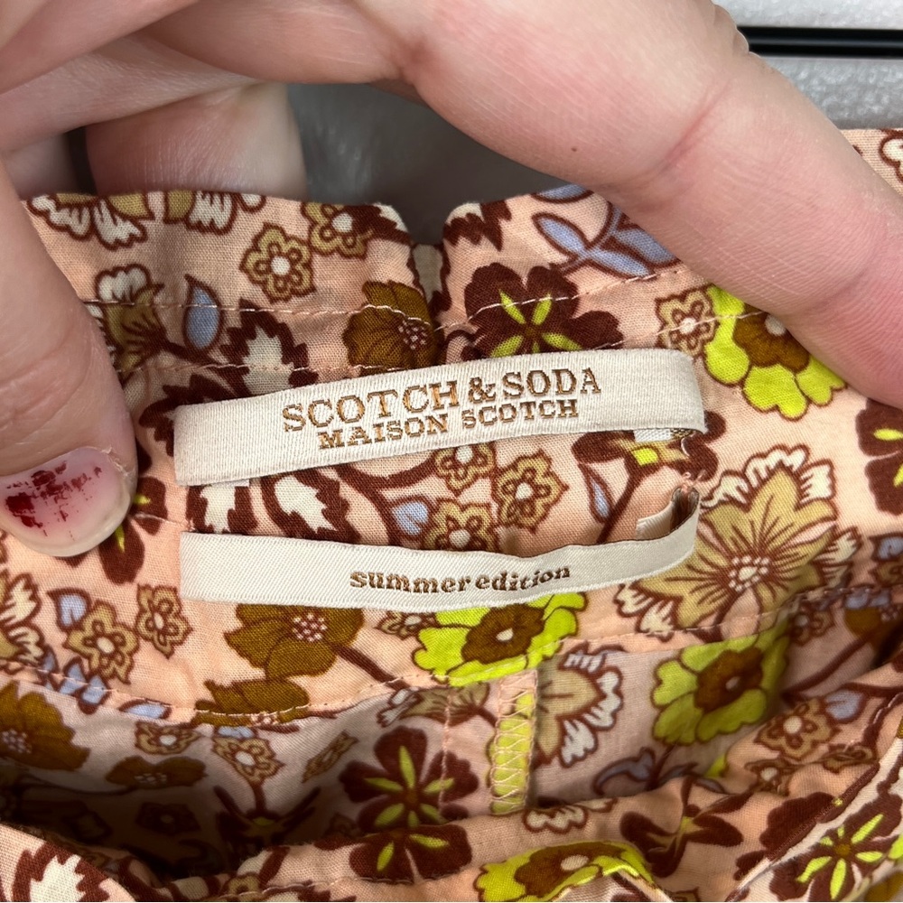 Scotch & Soda Organic Cotton Floral Print Waist Tie Shorts Sz XS - Picture 5 of 10